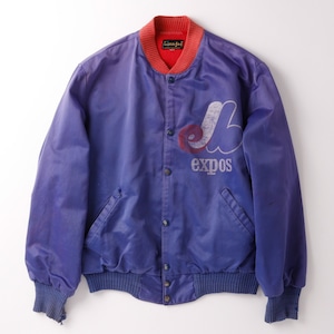 【逸品】50s Vintage coach jacket nylon blouson made in CANADA  big size "expos"／  ヴィンテージ コーチジャケット ナイロンジャケット 実寸サイズL カナダ製  ナス紺 希少 エイジング