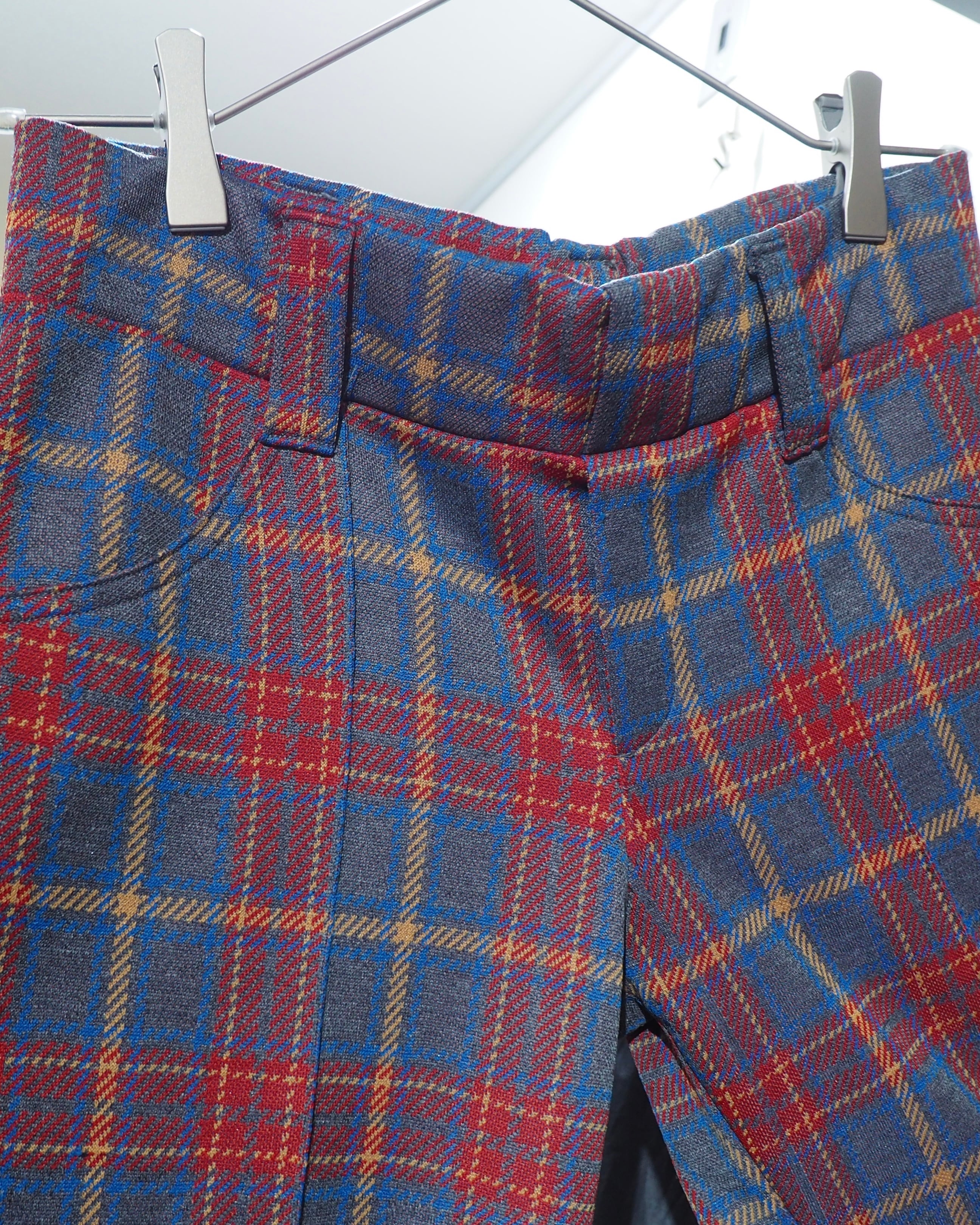 1970s ” H BAR C ” Beautiful Tartan check pattern vintage Flare pants