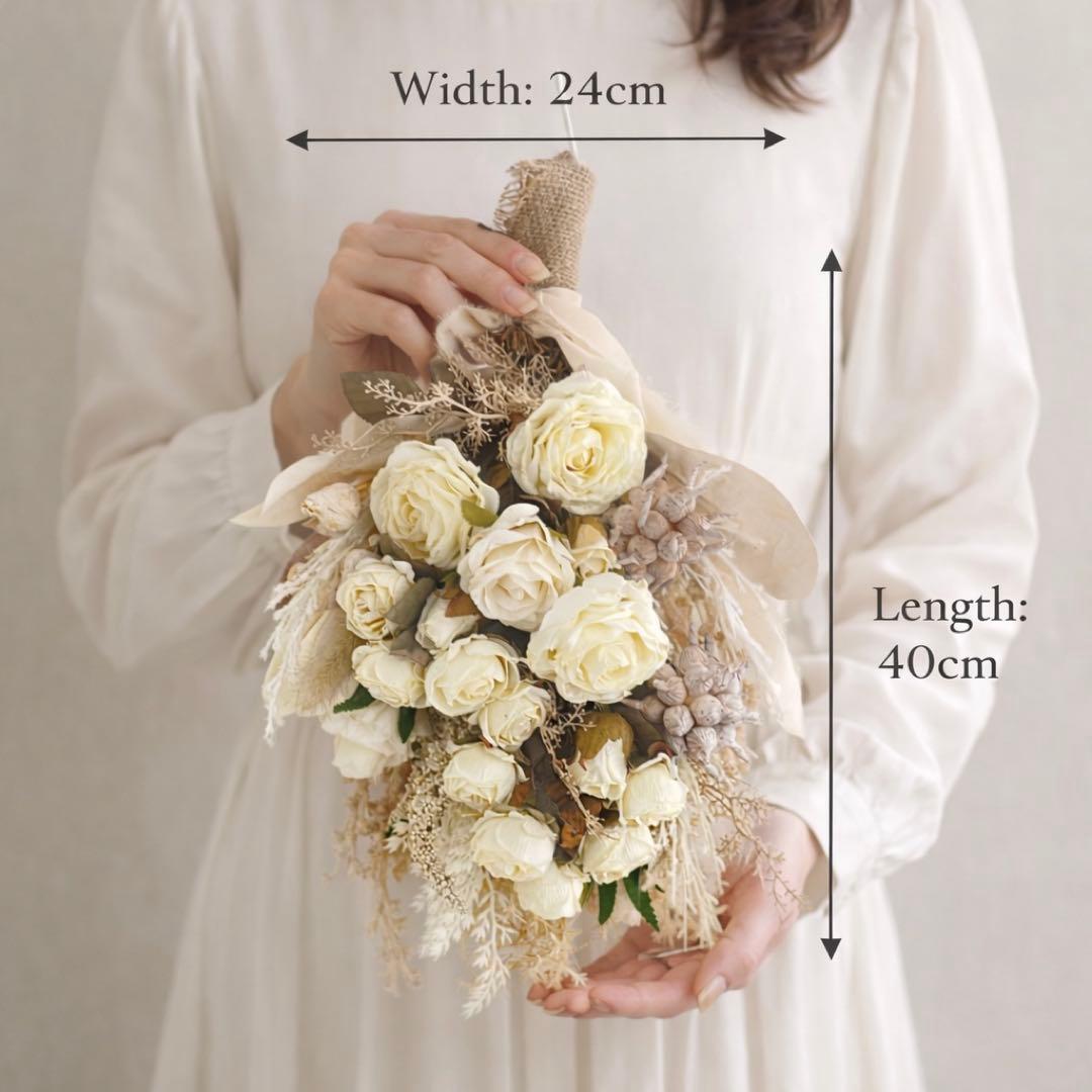 光触媒加工】ナチュラルドライスタイルスワッグ｜ホワイトローズと