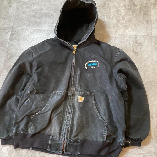 90s Carhartt アクティブジャケット ブラック フェード 無地 USA製 jacket 詳細写真2