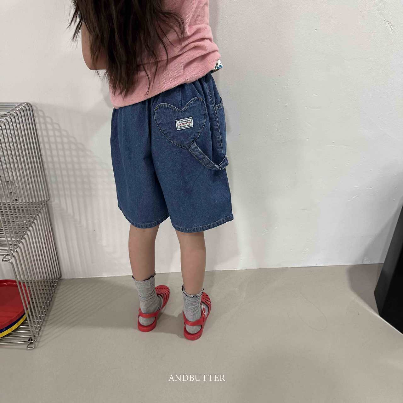 【and butter】ハートループパンツ ディープブルー 130~140cm