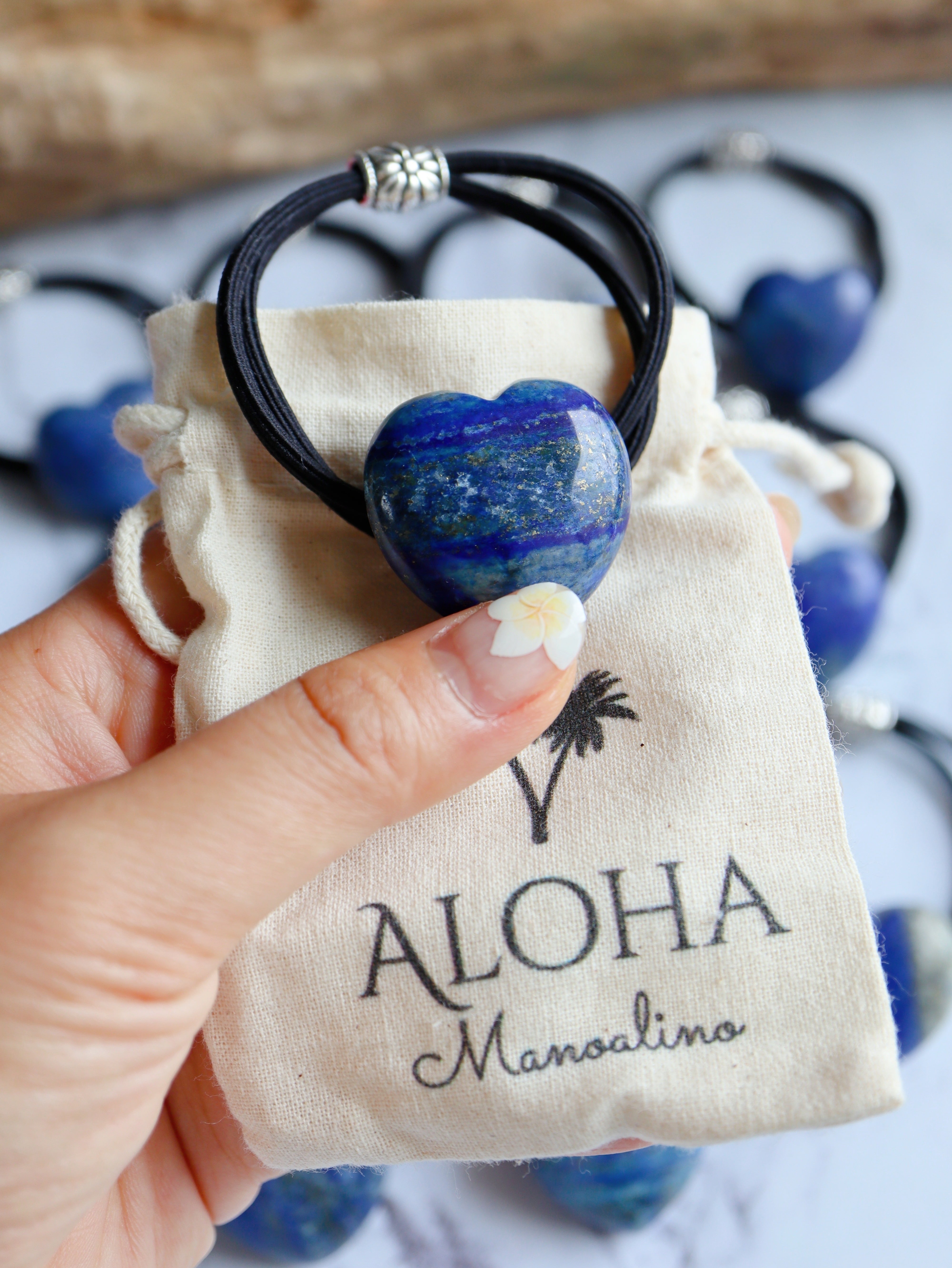 Pu'uwai Heart lapis lazuli hair accessory(ハートラピスラズリ