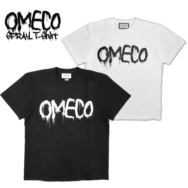OMECO  スプレーロゴ Tシャツ ブラック/ホワイト【即納品】