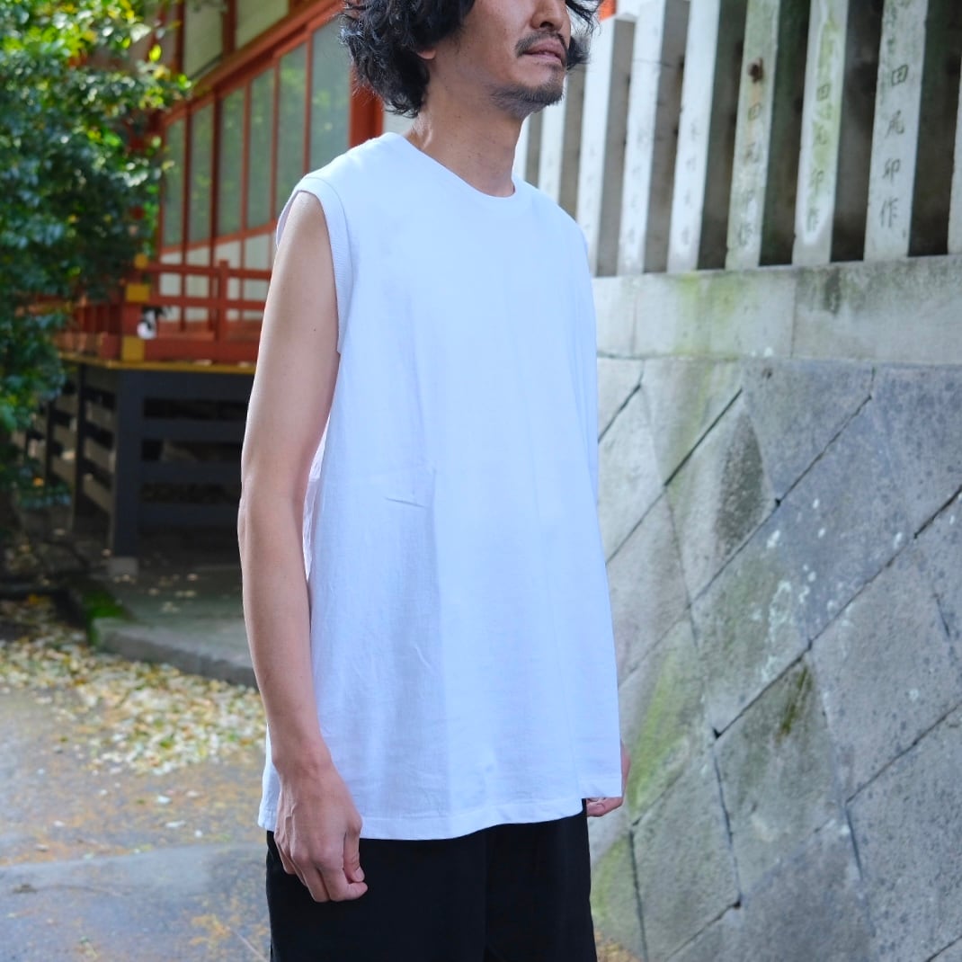 COMOLI(コモリ) / コットンジャージノースリーブ-WHITE-(D01-05015