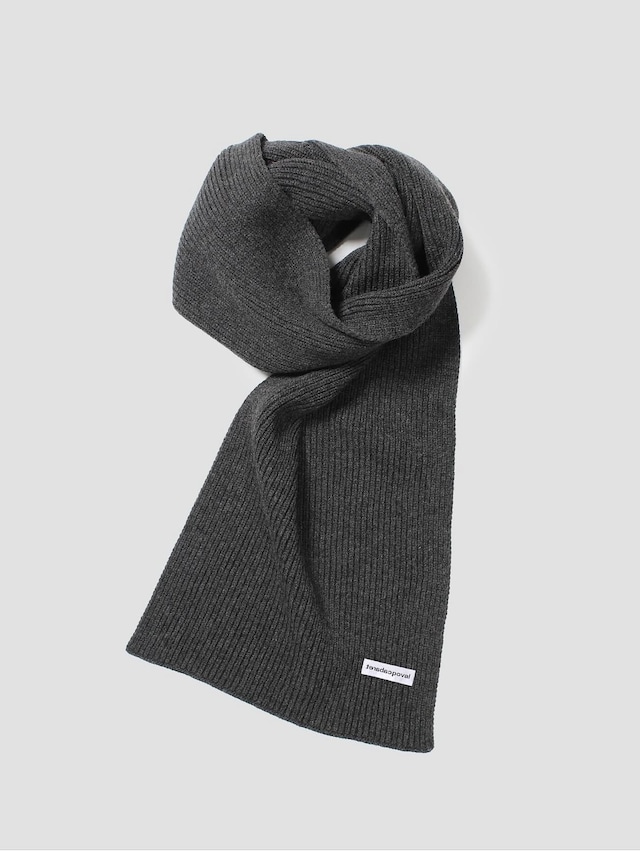 CASHMERE RIB KNIT MUFFLER - CHARCOAL