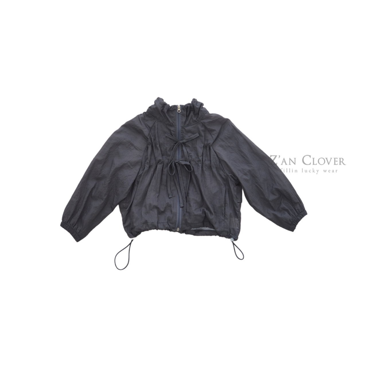[Z’AN CLOVER] Ribbon Wind Jumper +fee5 / [지안클로버] 리본윈드점퍼