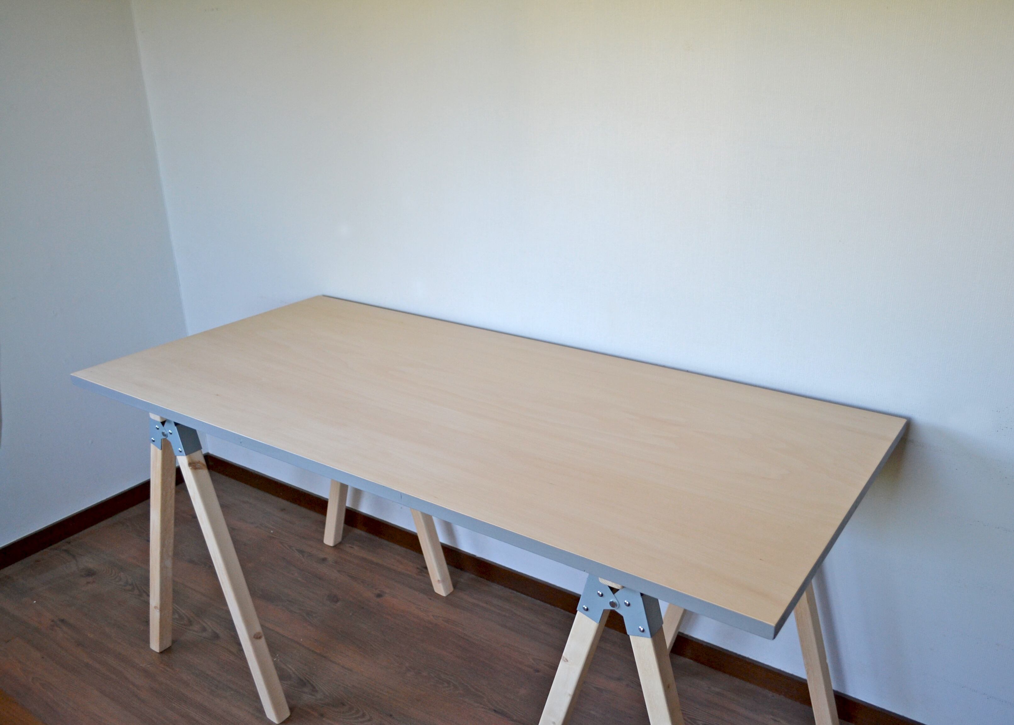 その他 Simple Sawhorse Table Light gray 155 d9b134e957b9998a5e59506ef1f87f