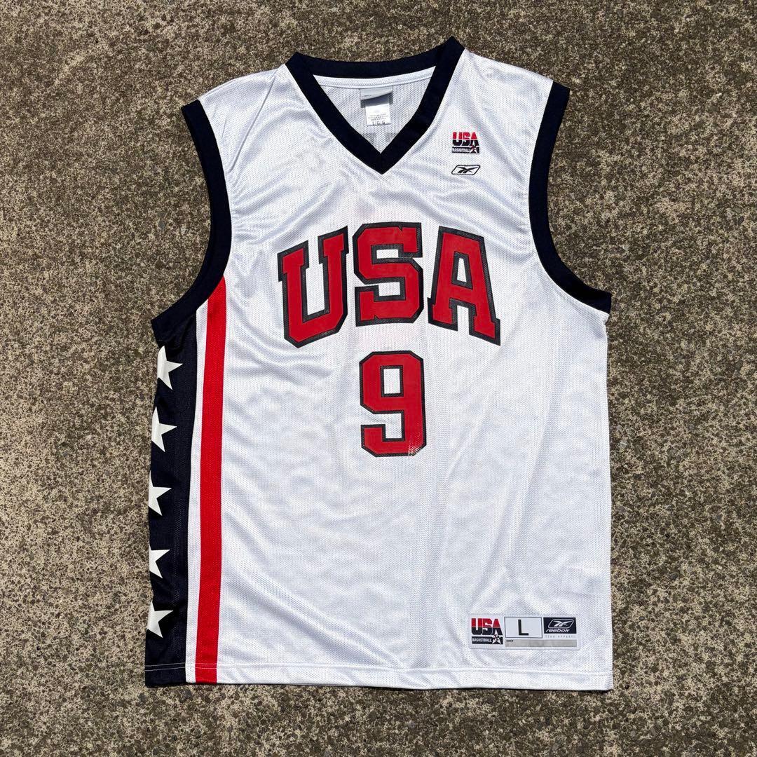【Lサイズ】00's Reebok 2002 USA代表 9 ポール ピアースさん 大きめ 古着 ゲームシャツ