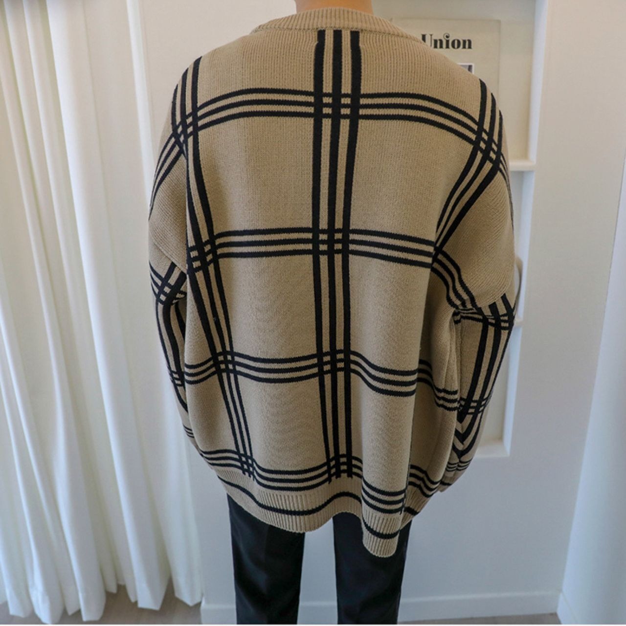 格子柄ニットカーディガン　MT0080370