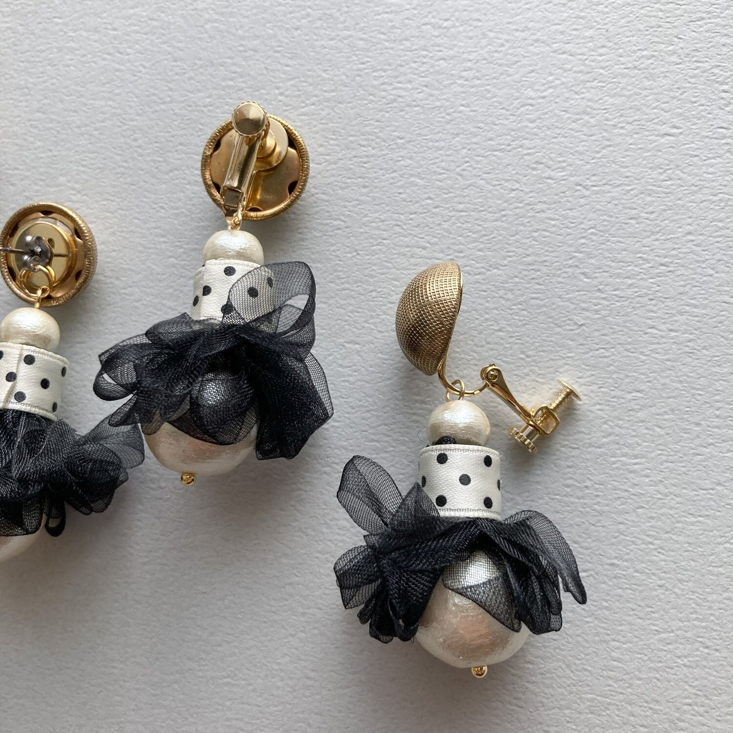 【#1570】カボション　タッセル　ハンドメイドアクセサリー　ピアス　イヤリング 1570】カボション タッセル ハンドメイドアクセサリー ピアス