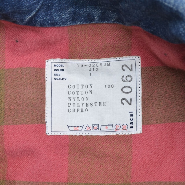 sacai / サカイ 19AW 19-02062M DENIM DOCKING MODS COAT デニム 