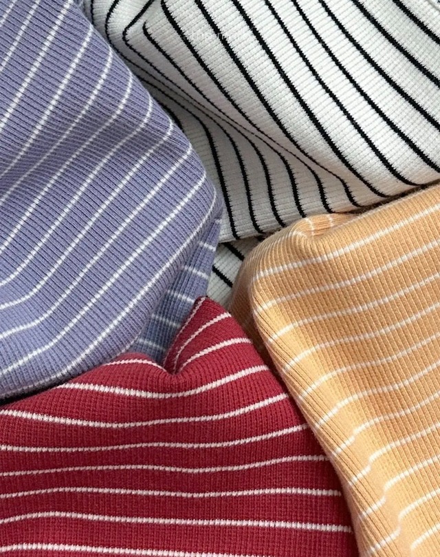 【即納】Round Striped Long Sleeve T