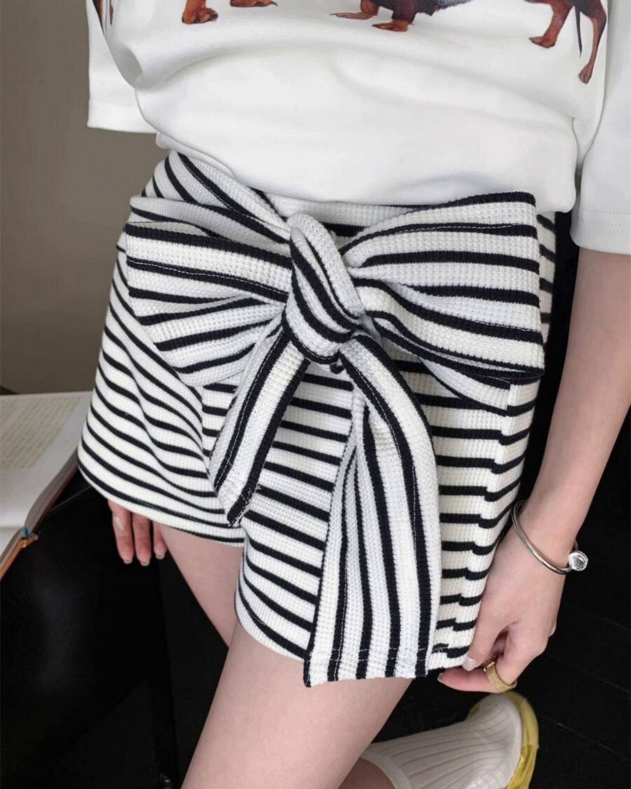 ビックリボンボーダーショートパンツ A0153 - 1