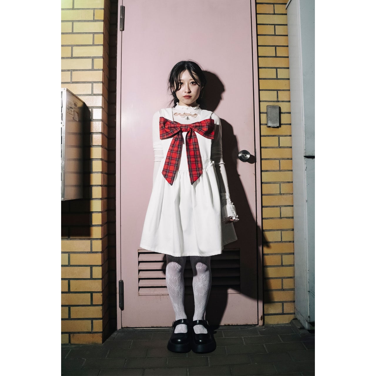 Front ribbon sleeveless onepiece (Color Ribbon / Long丈) | LITZY