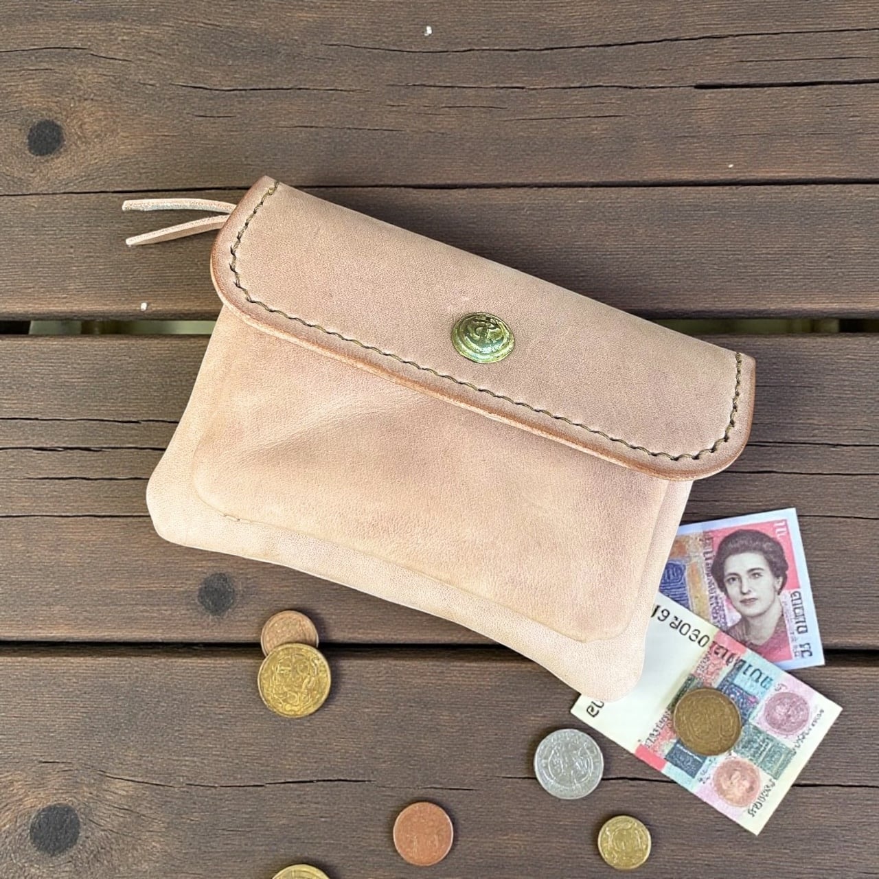 <即納商品> mare-mini:ベージュ(イタリアンレザーミニ財布)