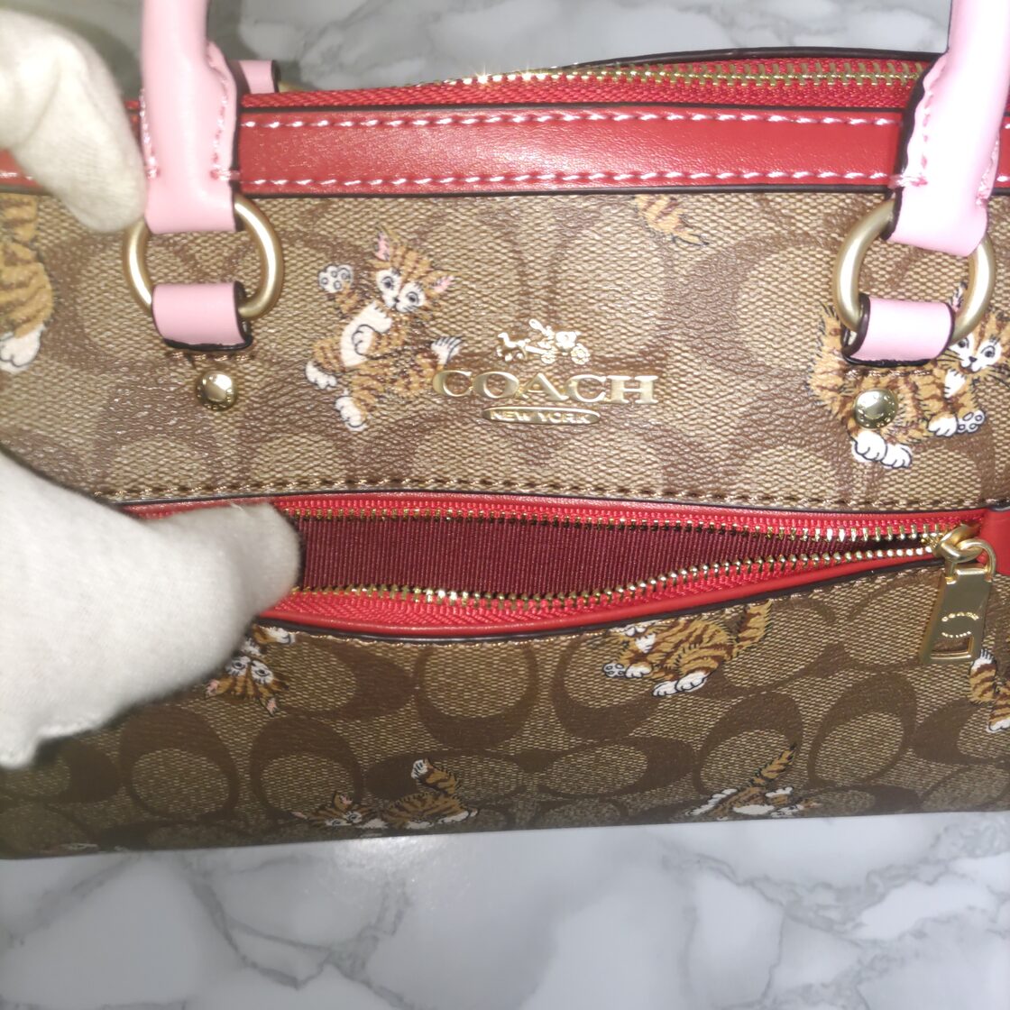 COACH コーチ ボストンバッグ ローアンサッチェル キャット ネコ 猫 