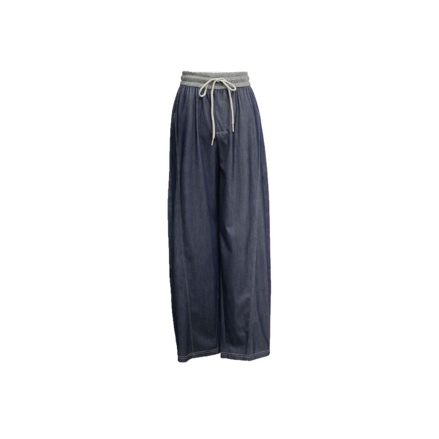Denim look curve design pants