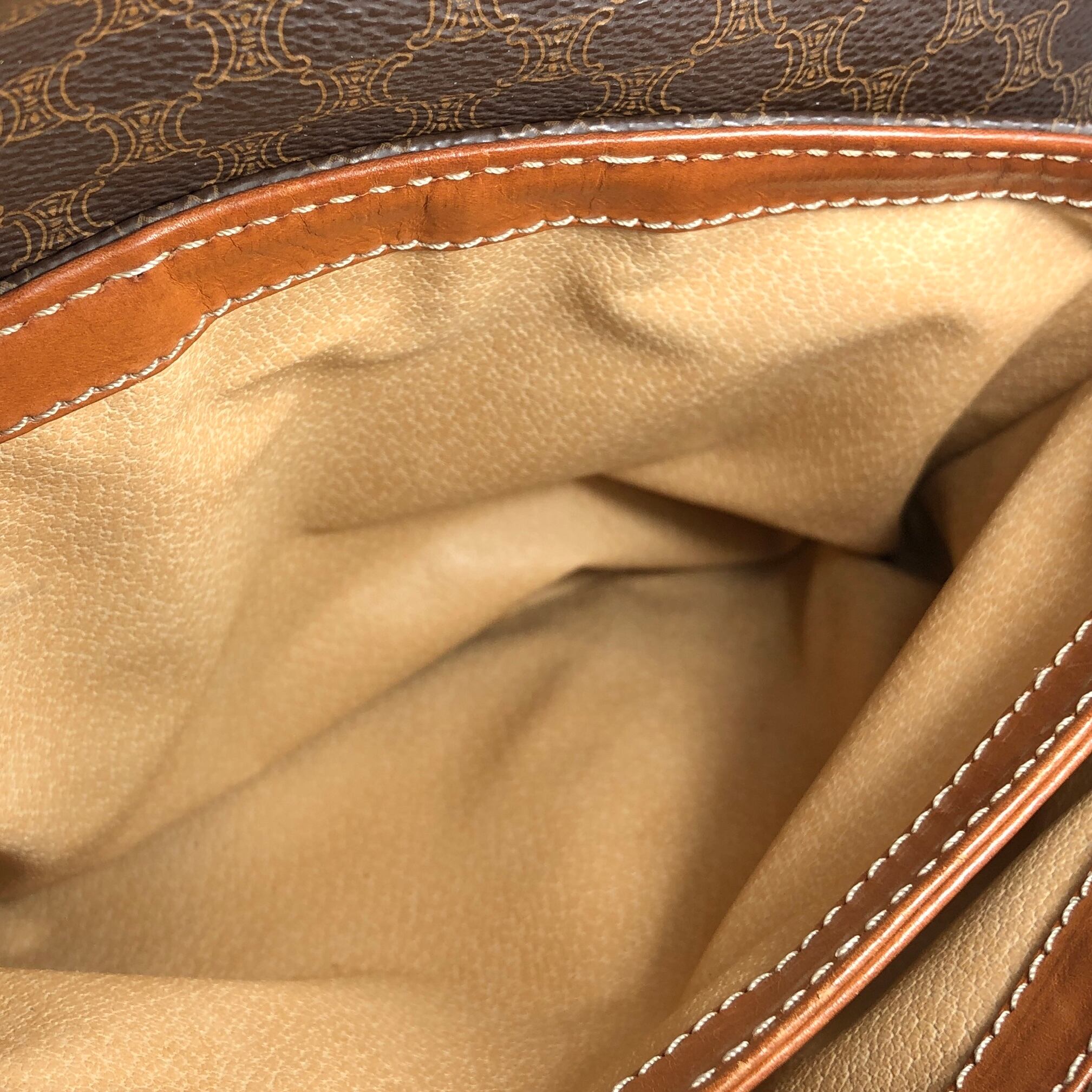 CELINE セリーヌ マカダム ブラゾン型押し ショルダーバッグ ブラウン