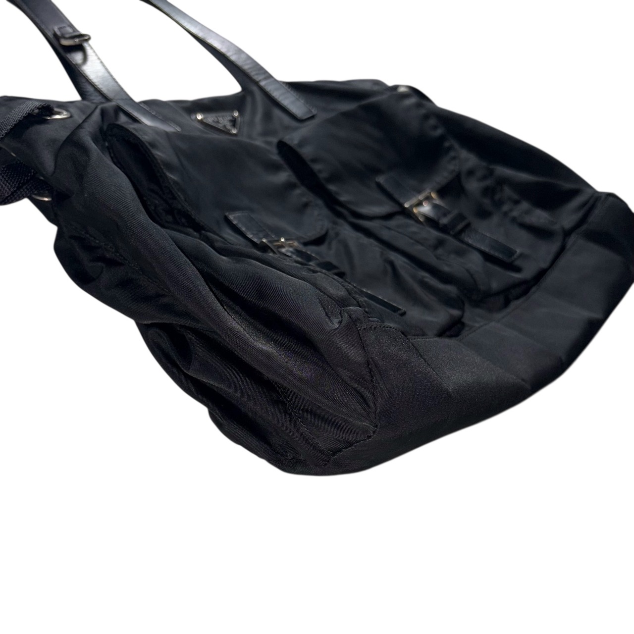 PRADA front pocket black nylon tote bag