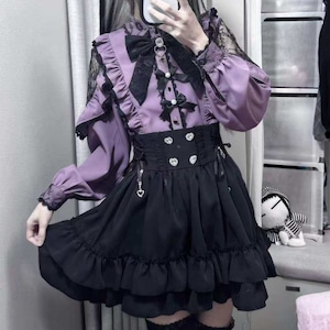 ゆめかわ♡レーストリムセットアップ パープル set53 ゆめかわ♡レーストリムセットアップ パープル set53