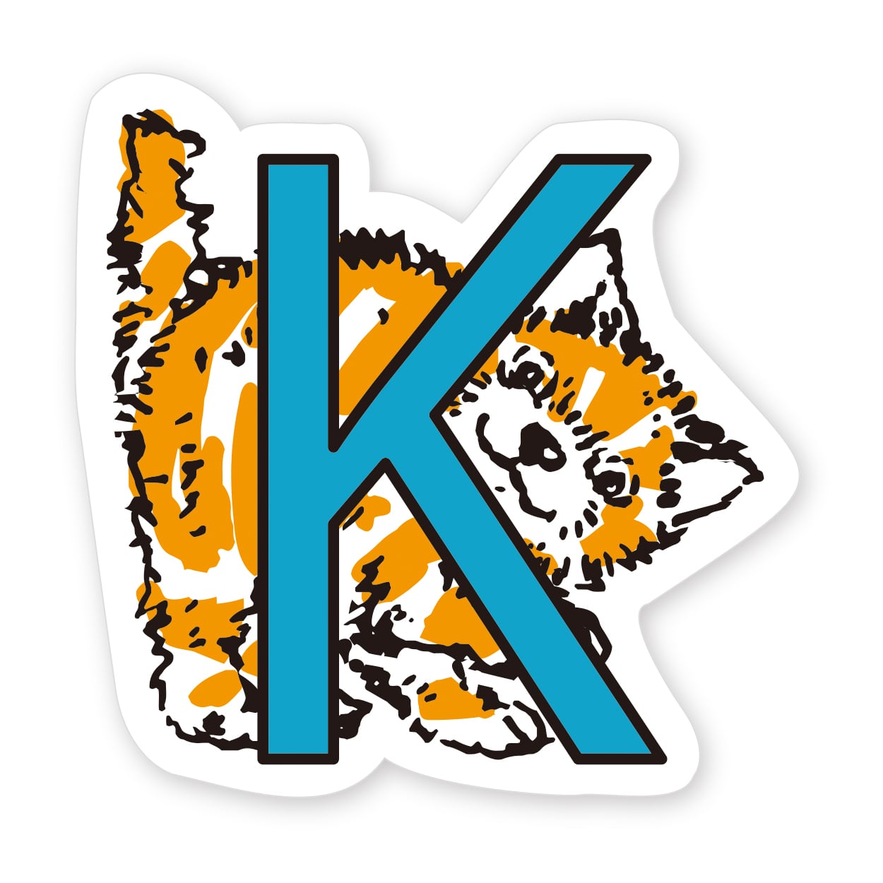 猫のABCシール 【K】 耐水性 アルファベットシール | ピポンのお店