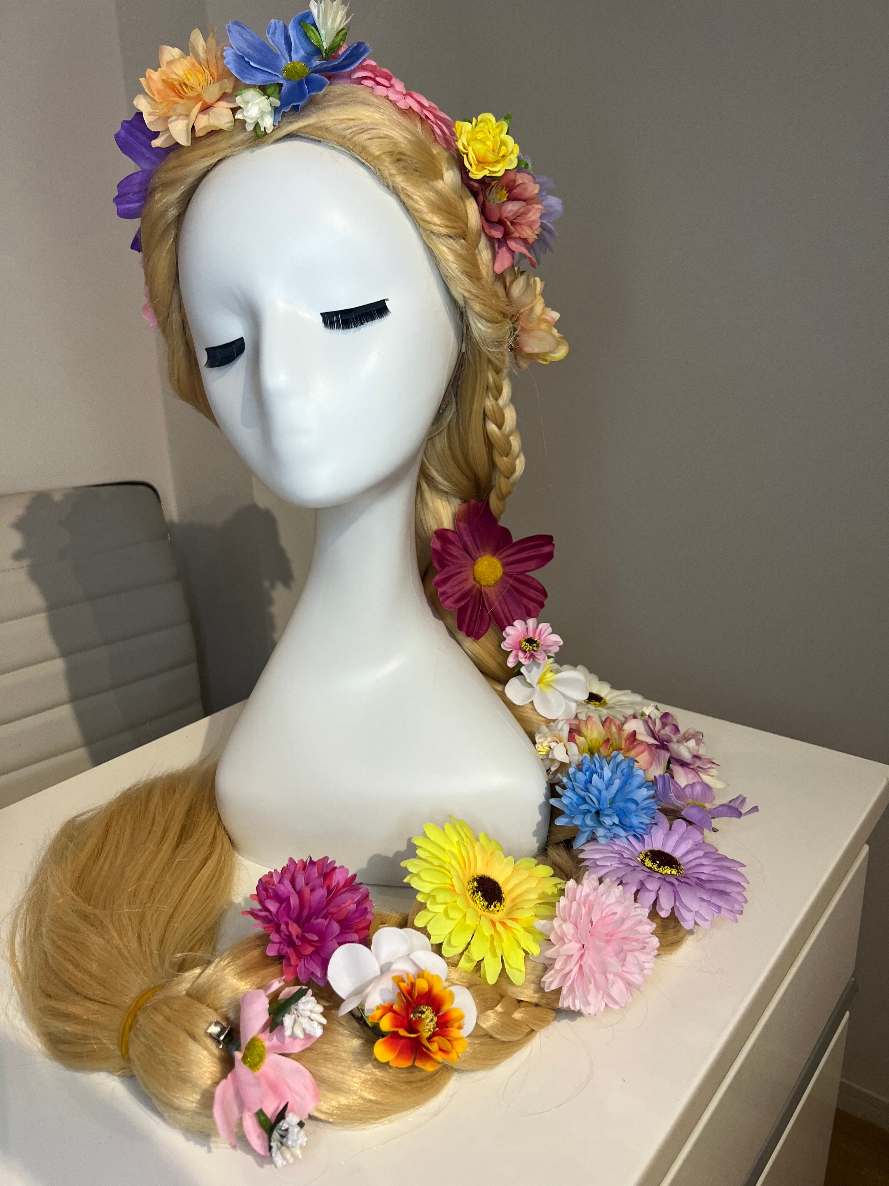 【即購入◎】Dハロ ラプンツェル 風 セット済み コスプレウィッグ（簡易版） 即購入◎】Dハロ ラプンツェル 風 セット済み コスプレウィッグ（簡易