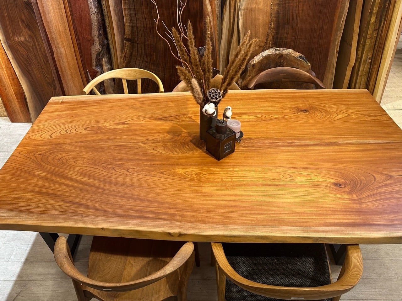 欅（ケヤキ）ブックマッチ_2000×930-1070×40_浅草本店_テーブル天板/一