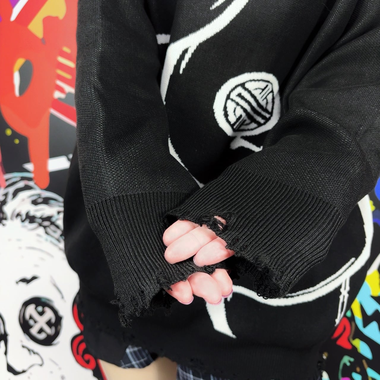 BIG NIER BLACK DAMAGE KNIT | NIER CLOTHING
