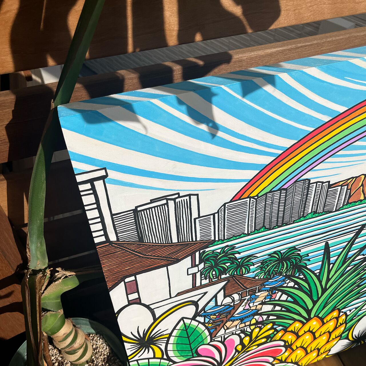 A*3様 Malibu's Surf Shop ヘザーブラウン Lサイズ 美品 Malibu's Surf Shop - Heather Brown - Canvas Giclée - Limited