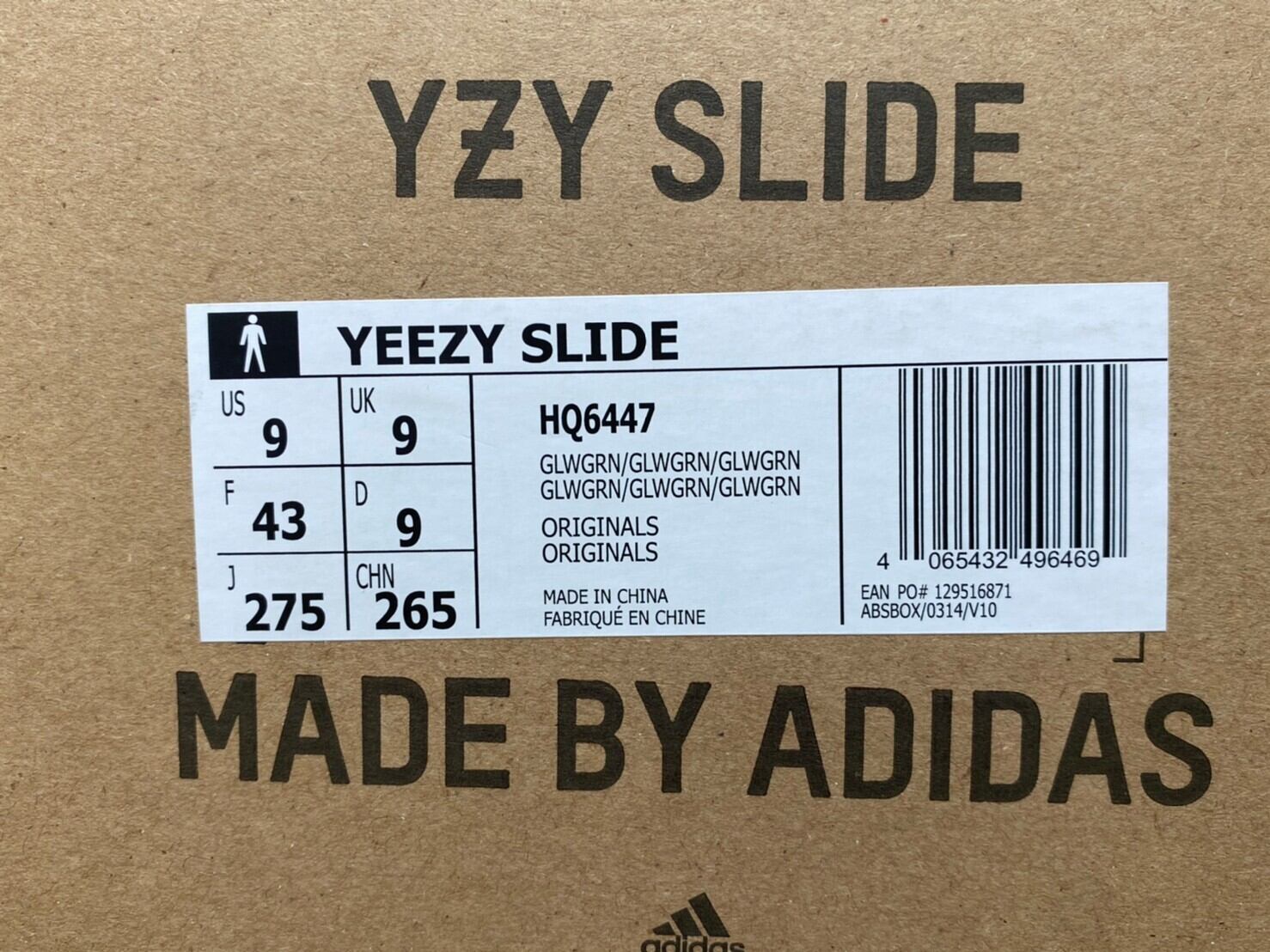 YEEZY SLIDE  GLOW GREEN 27.5