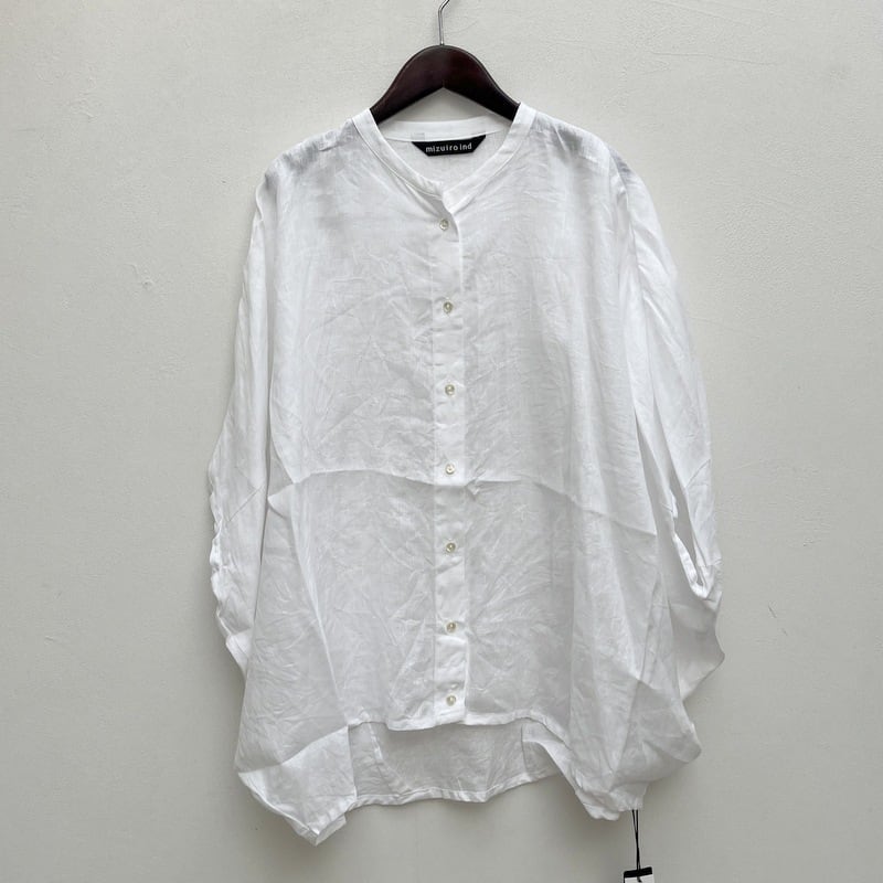mizuiroind ミズイロインド リネンスタンドカラーコクーンシャツ 25年 mizuiro-ind(ミズイロインド) リネンスタンドカラーコクーンシャツ 2