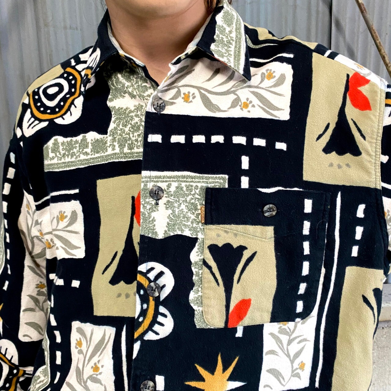 CAVORI SPORTING アート柄 長袖 シャモアクロス ユーロブランド 総柄 