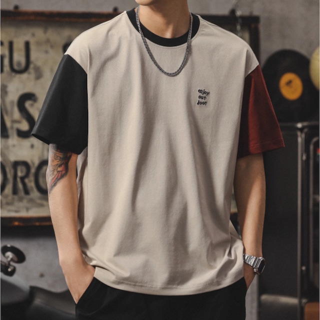 コントラストカラーステッチTシャツ 225868