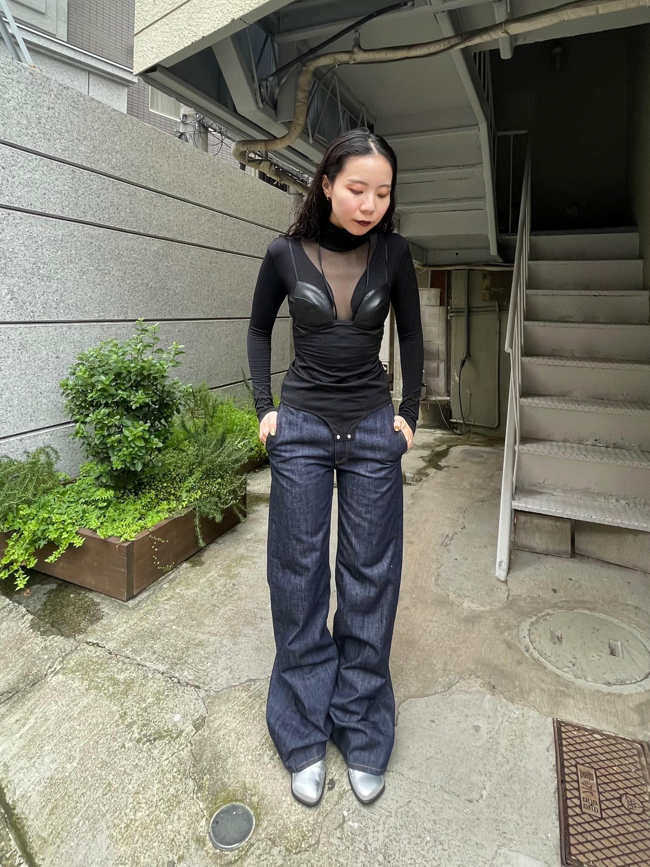 Fetico Nylon Jersey TURTLENECK BODYSUIT平置きで