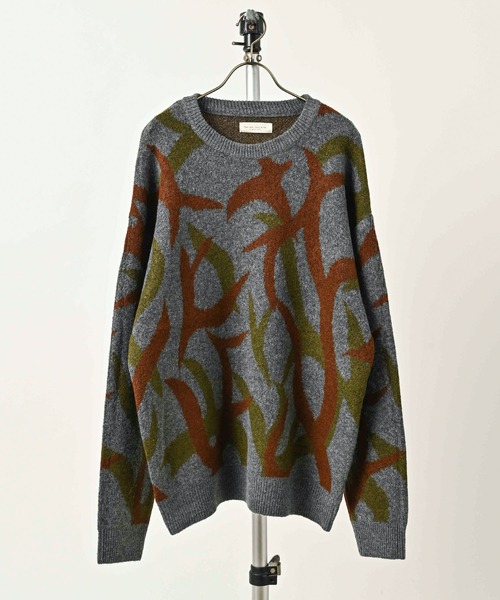 many men many mind Mohair-touch all-over pattern double-jacquard knit pullover (GRY) M2621041