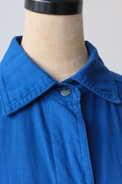 Vuokko cobalt blue cotton snap button shirt dress