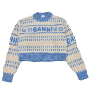 【GANNI】Graphic Lambswool Cropped O-neck