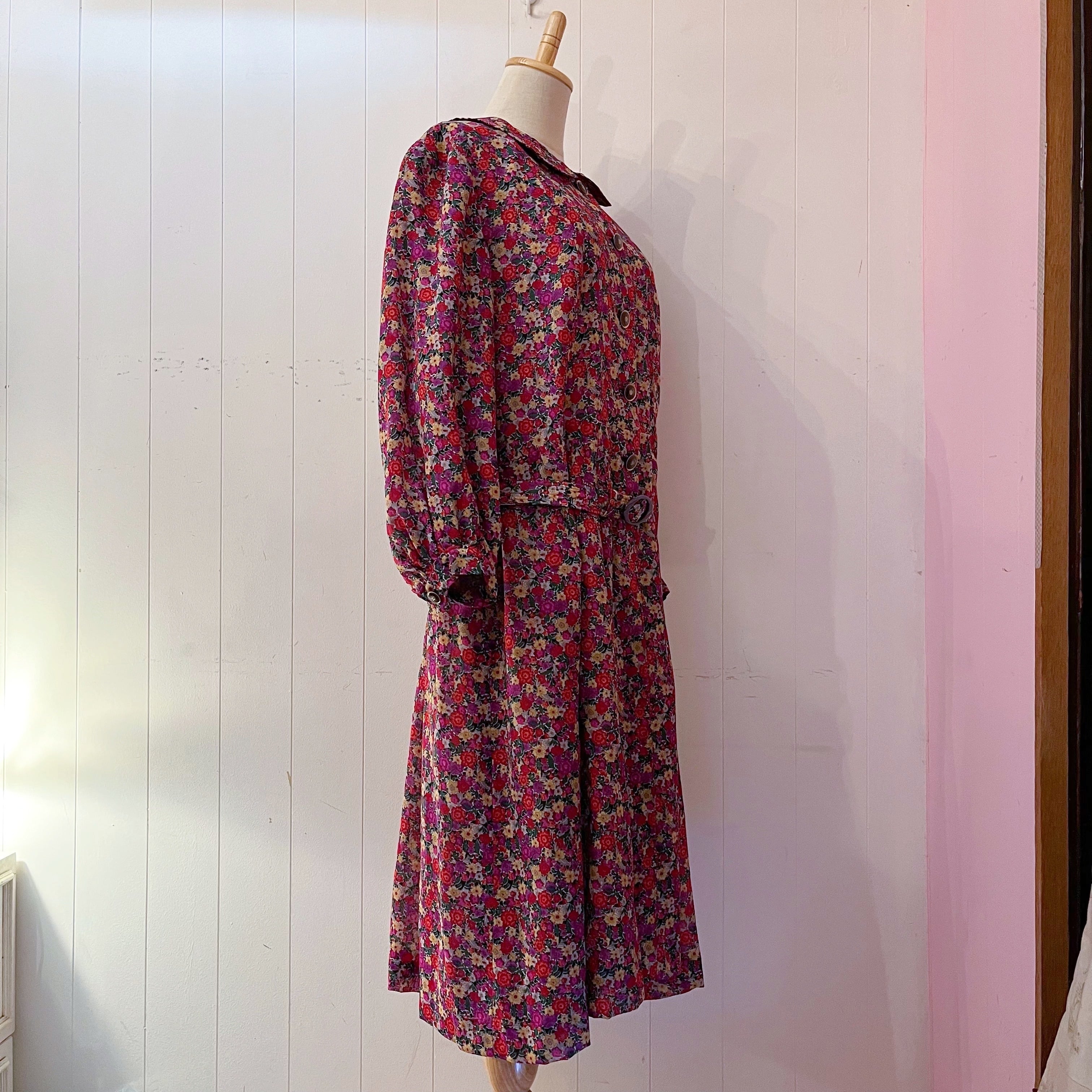 purple red flower one-piece