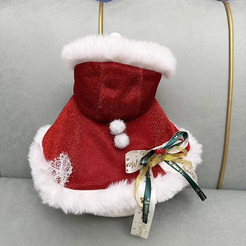 大型犬もOK ふわふわ付きクリスマスマント