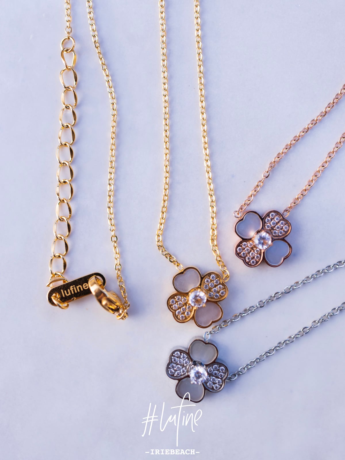 lufine】shell cz clover necklace | IRIEBEACH