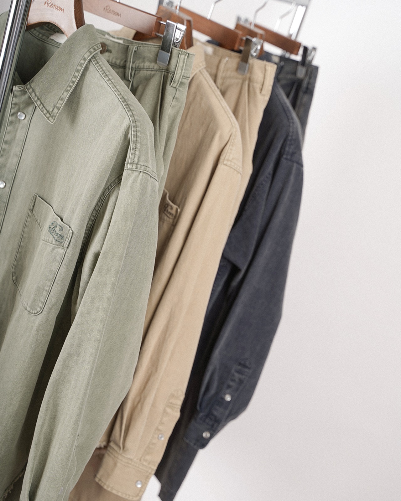 【#Re:room】VINTAGE WASHED COLOR BIG SHIRTS［RES123］