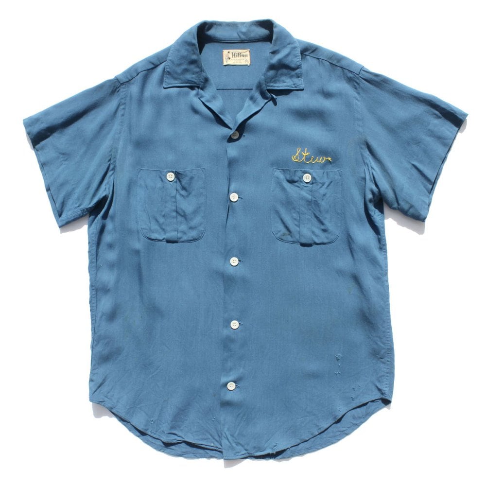 トップス 1960s us rayon loop collar shirt Vintage S/S Loop Collar Rayon Bowling Shirt [Hilton] [1960s