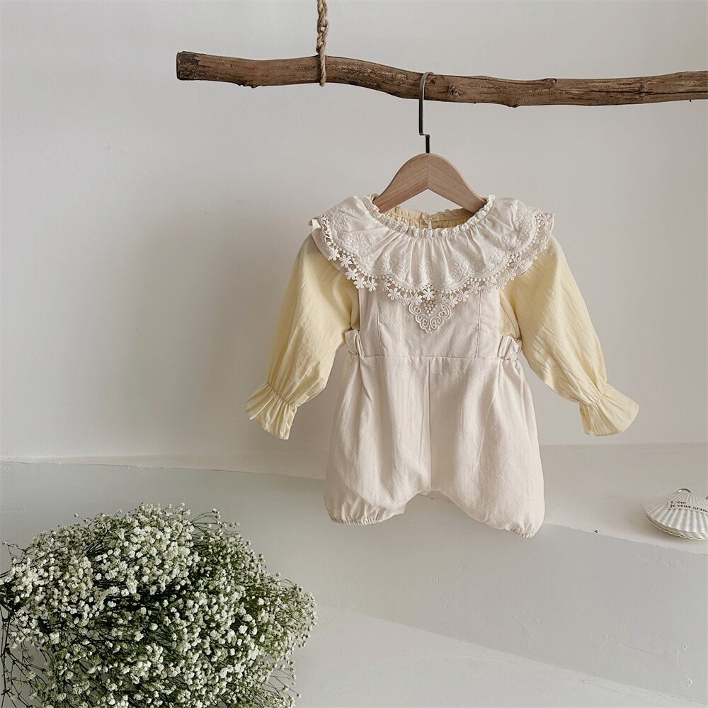 【BABY】レース無地シャツ サロペット