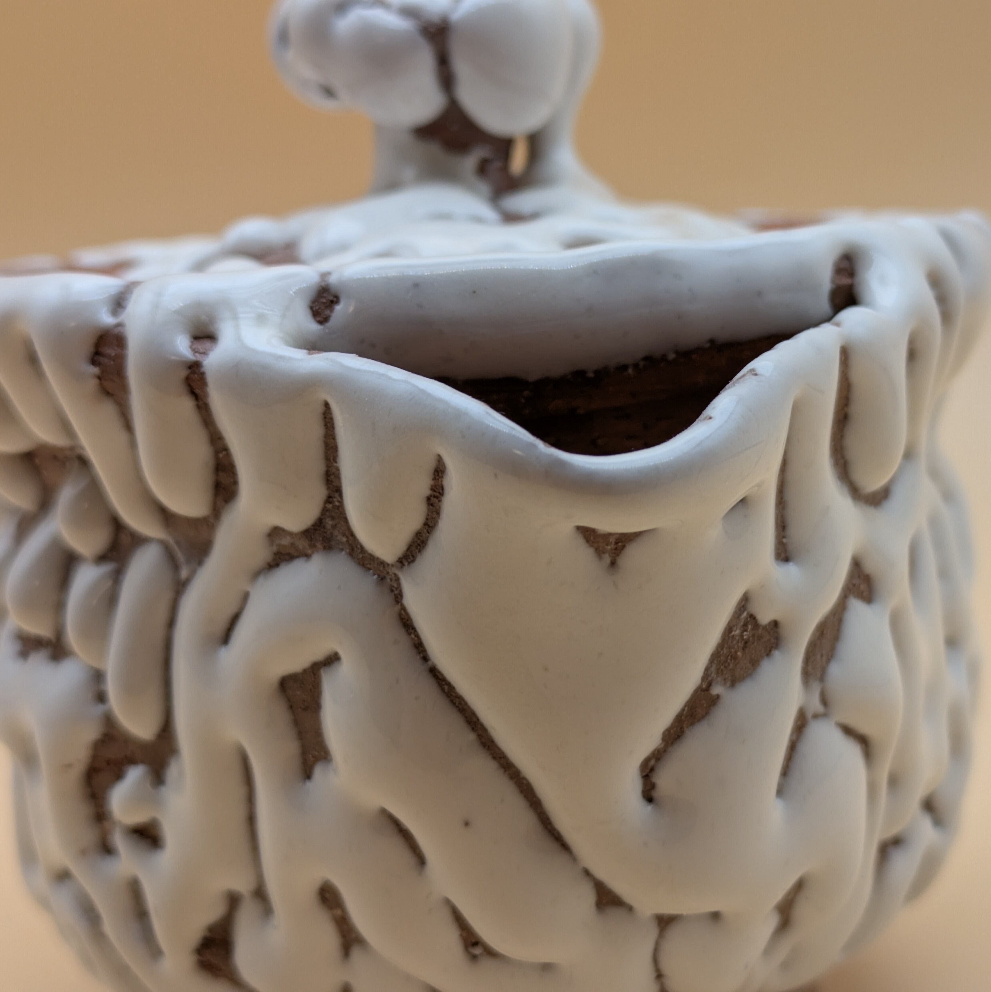 萩焼】 4寸 蓋つき片口 12cm （白釉 鬼萩） 湯冷まし 酒器 茶道具 | PAY ID