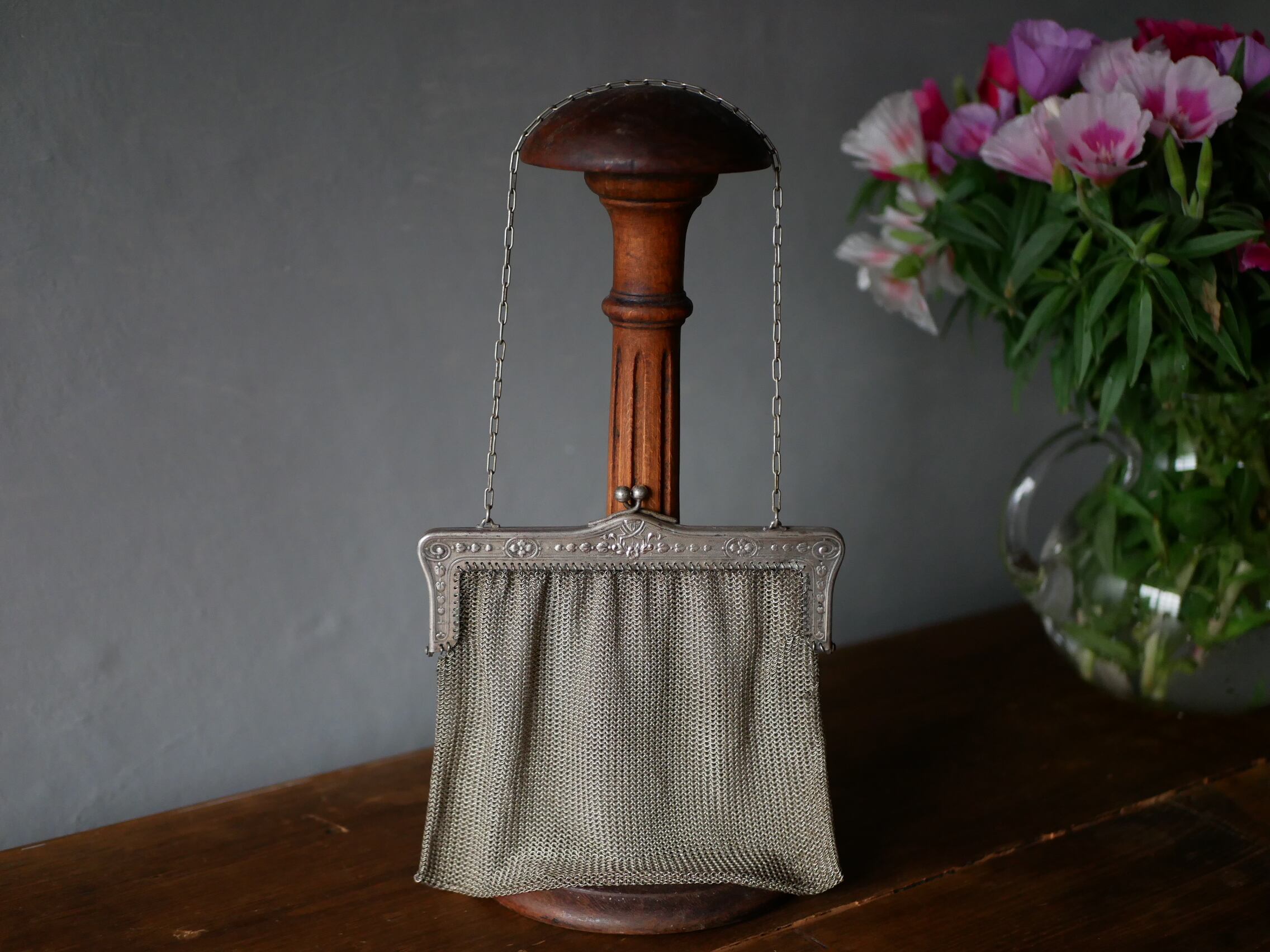 シャトレーンバッグ メッシュバッグ フランスアンティーク