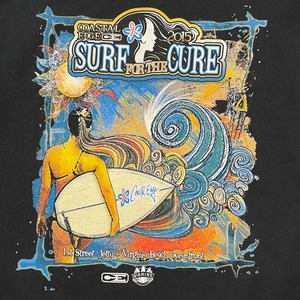 【GILDAN】イベント系 COASTAL EDGE SURF FOR THE CURE スウェット パーカー フーディー バックプリント M US古着