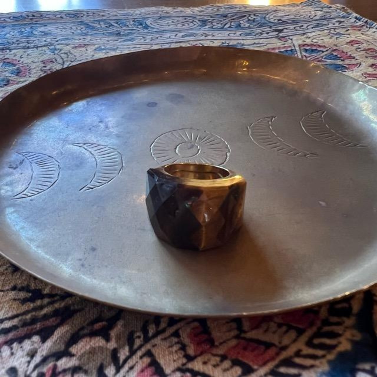 TOPANGA Jewelry 　Large Marble Brown Ring Size 11 Ring　Accessory　Present　Simple　Vintage　Antique