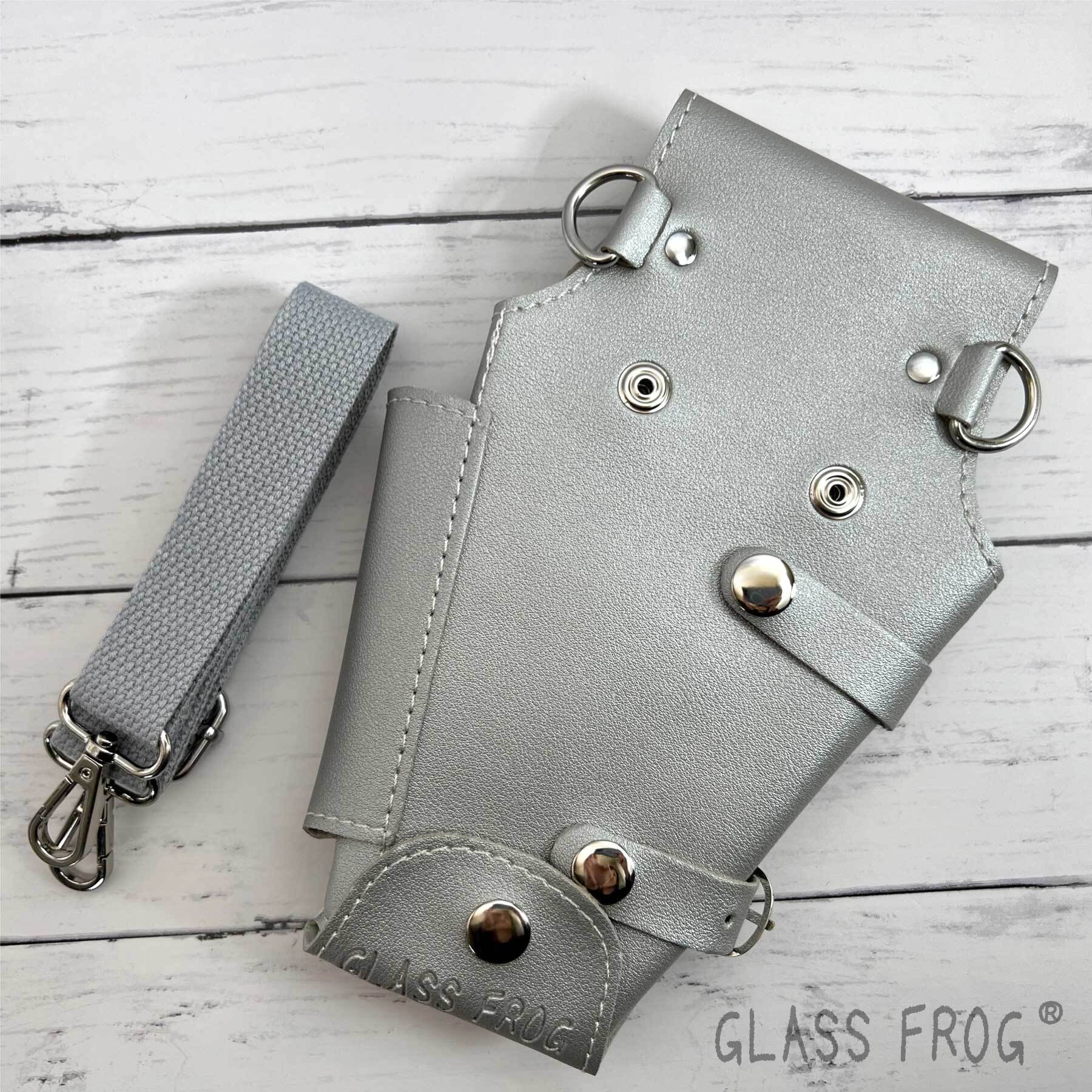 シザーケース 5丁挿し シルバー PUレザー シンプル 軽量 美容師