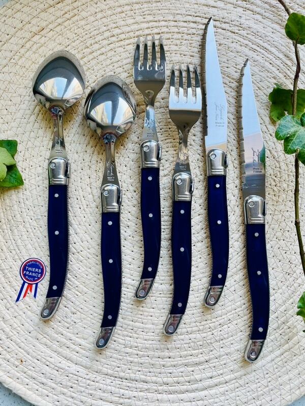 パリブルー色 Laguioleラギオールカトラリー ナイフ2本フォーク2本