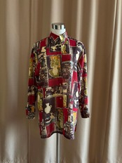 vase pattern deep red sheer shirt-4346-9